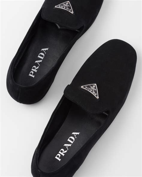 prada black suede loafers|prada monolith loafer.